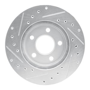 Chrysler Voyager Brake Rotor (1) - Front Right - R1 Concepts - Drilled & Slotted - Silver - `96-`00